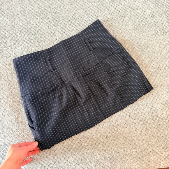 vintage y2k micro mini pinstripe button down skirt rampage 11 black - Picture 4 of 4